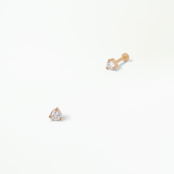 Medium Round Diamond Earring - Flat Back - Single