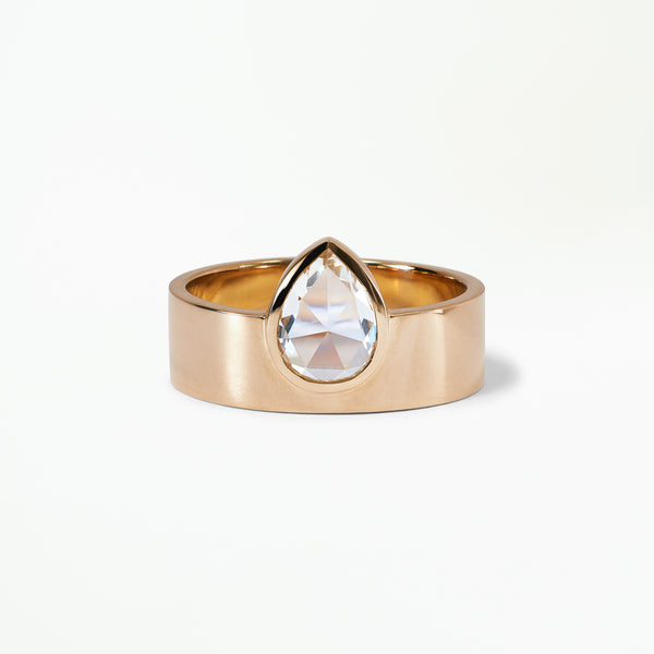 One of a Kind Pear Rose Cut Diamond Monolith Ring No. 35
