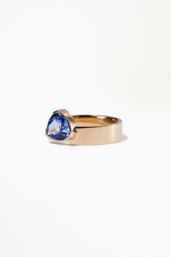 One of a Kind Trillion Cut Sapphire Monolith Ring No. 19