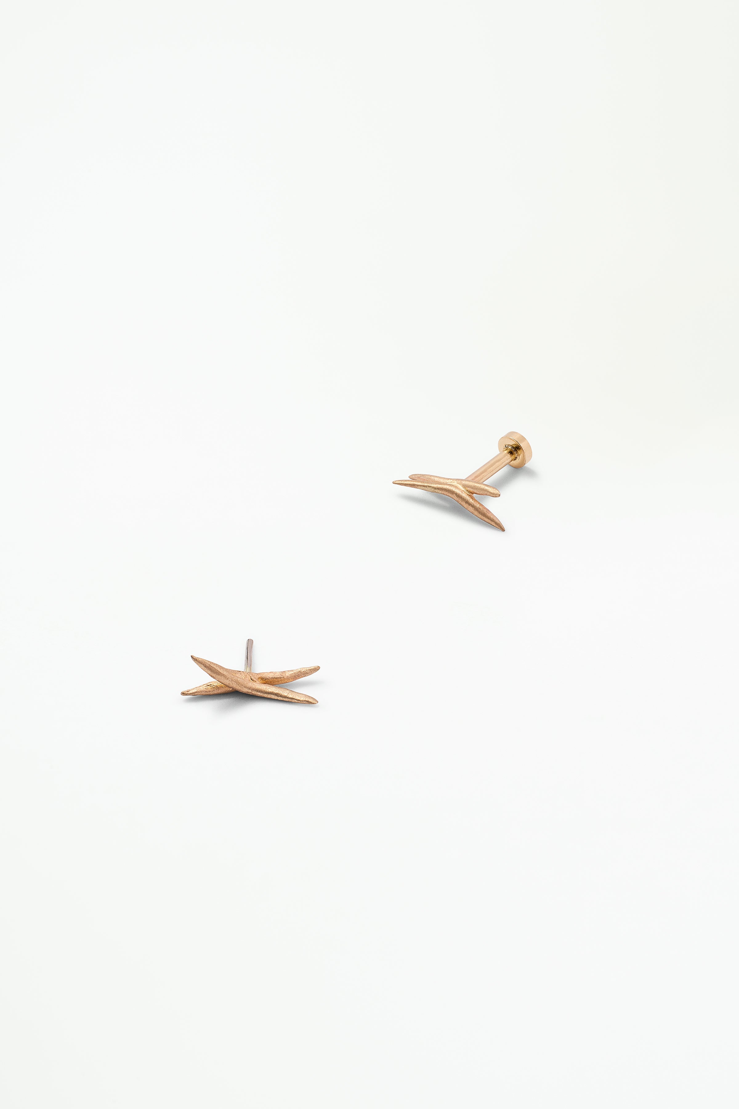 Crossed Stick Wisp Earring Flat Back Single