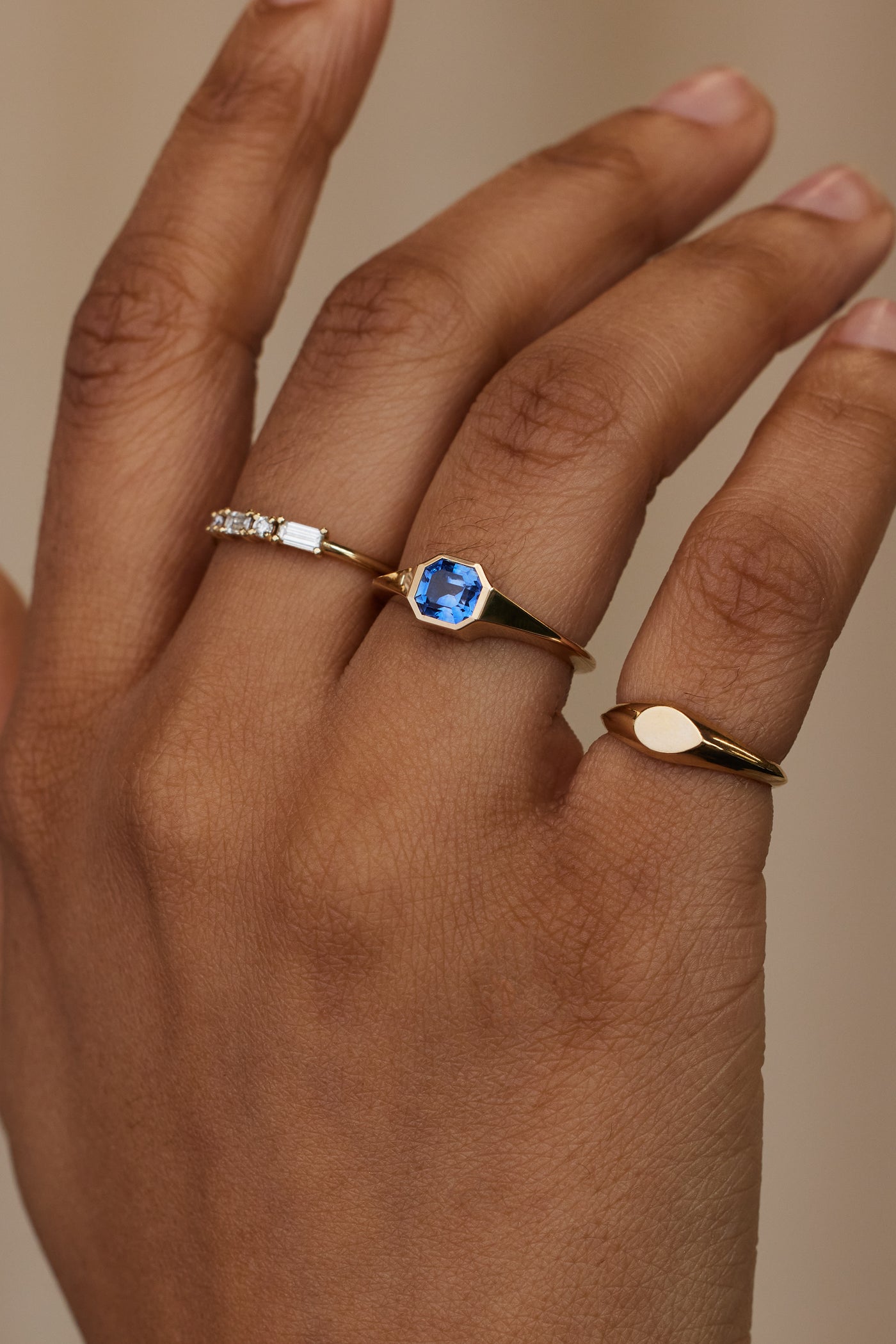 One of a Kind Asscher Cut Sapphire Signet Ring No. 42