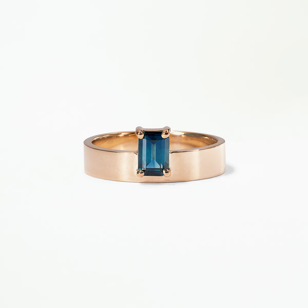 Medium Vertical Emerald Cut Sapphire Monolith Ring