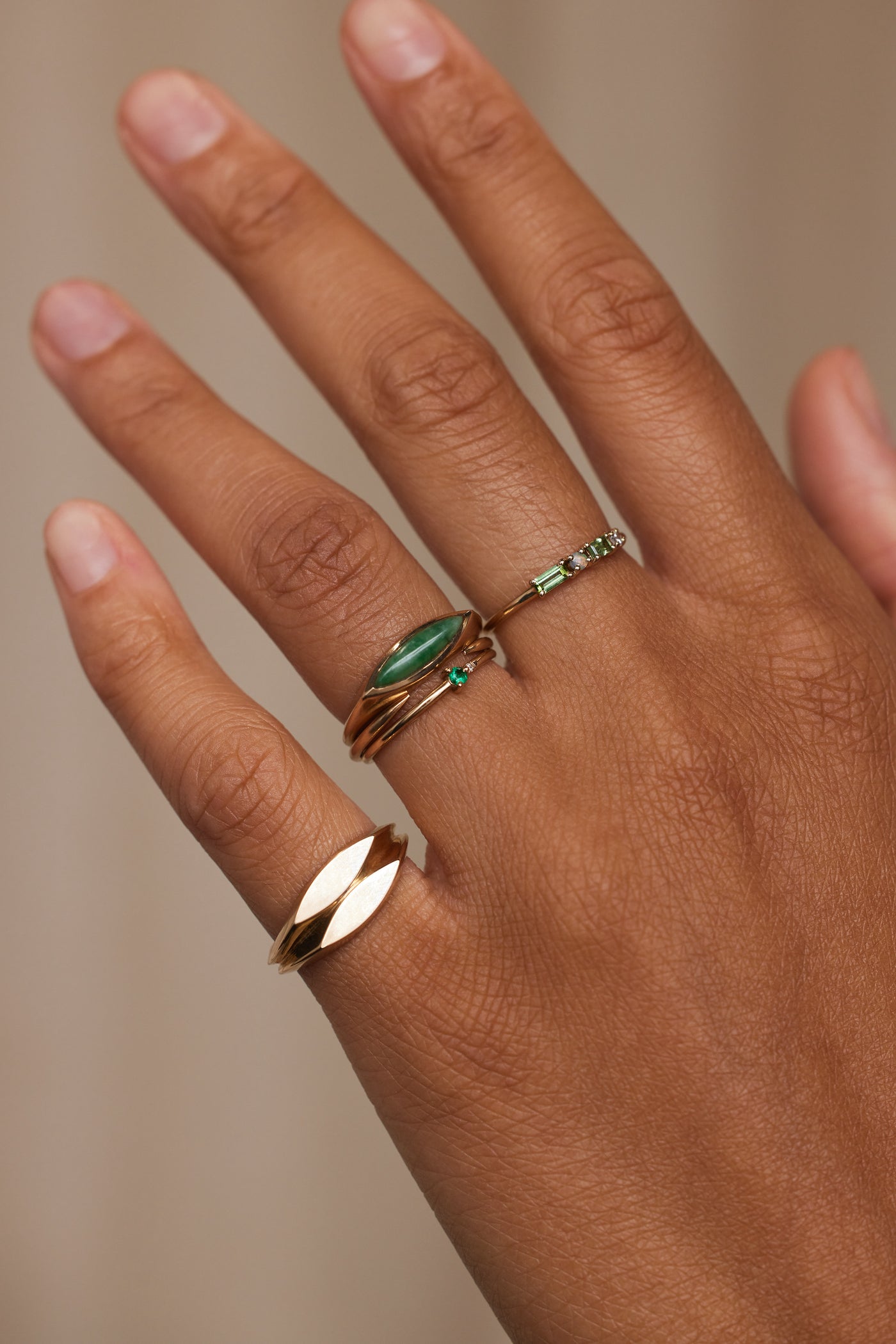 Minutia Emerald Ring