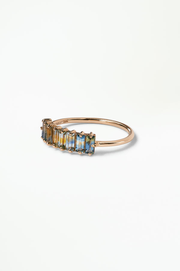 One of a Kind Baguette Cut Sapphire Mosaic Ring No. 44