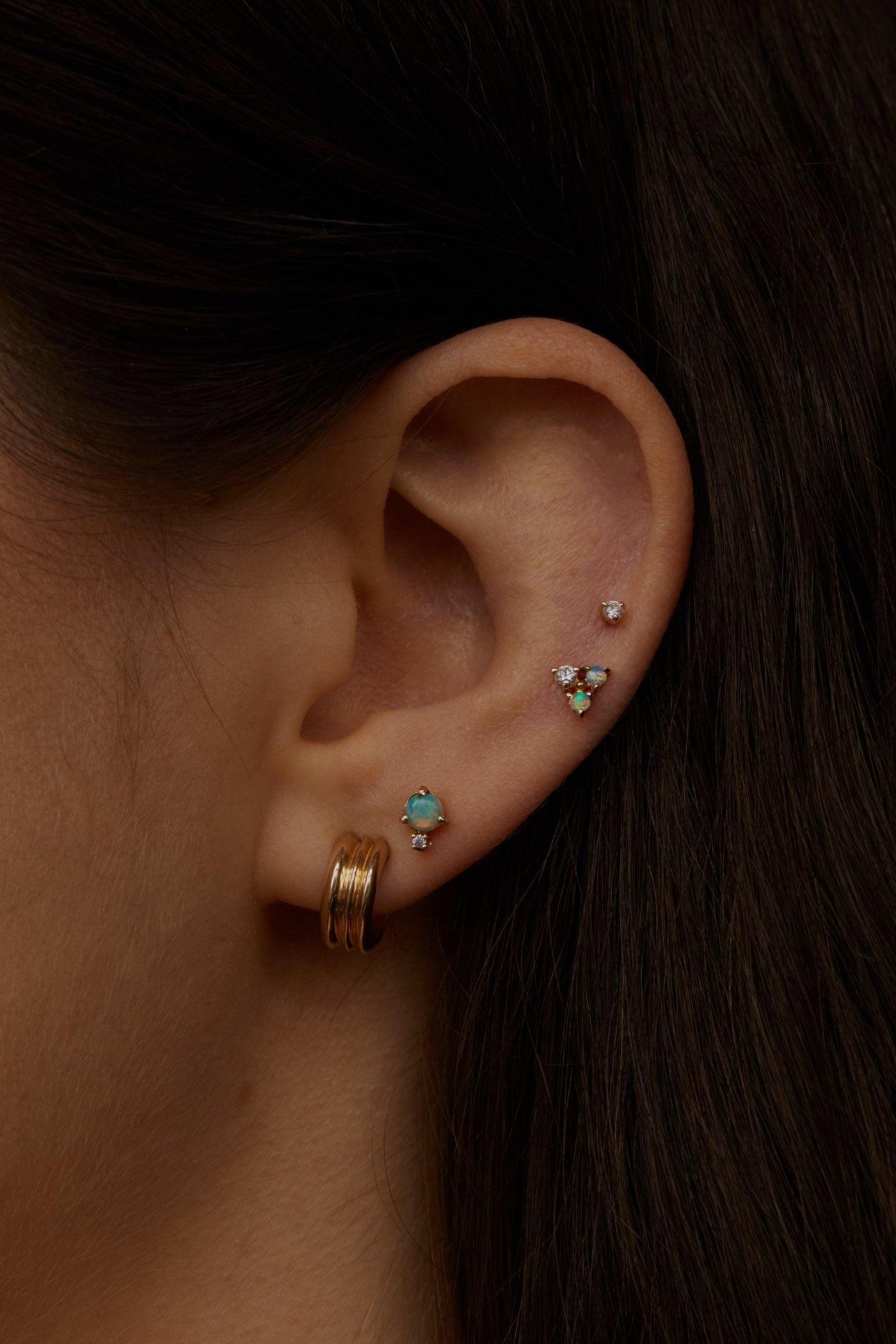 Classic Opal & Diamond Earring - Single