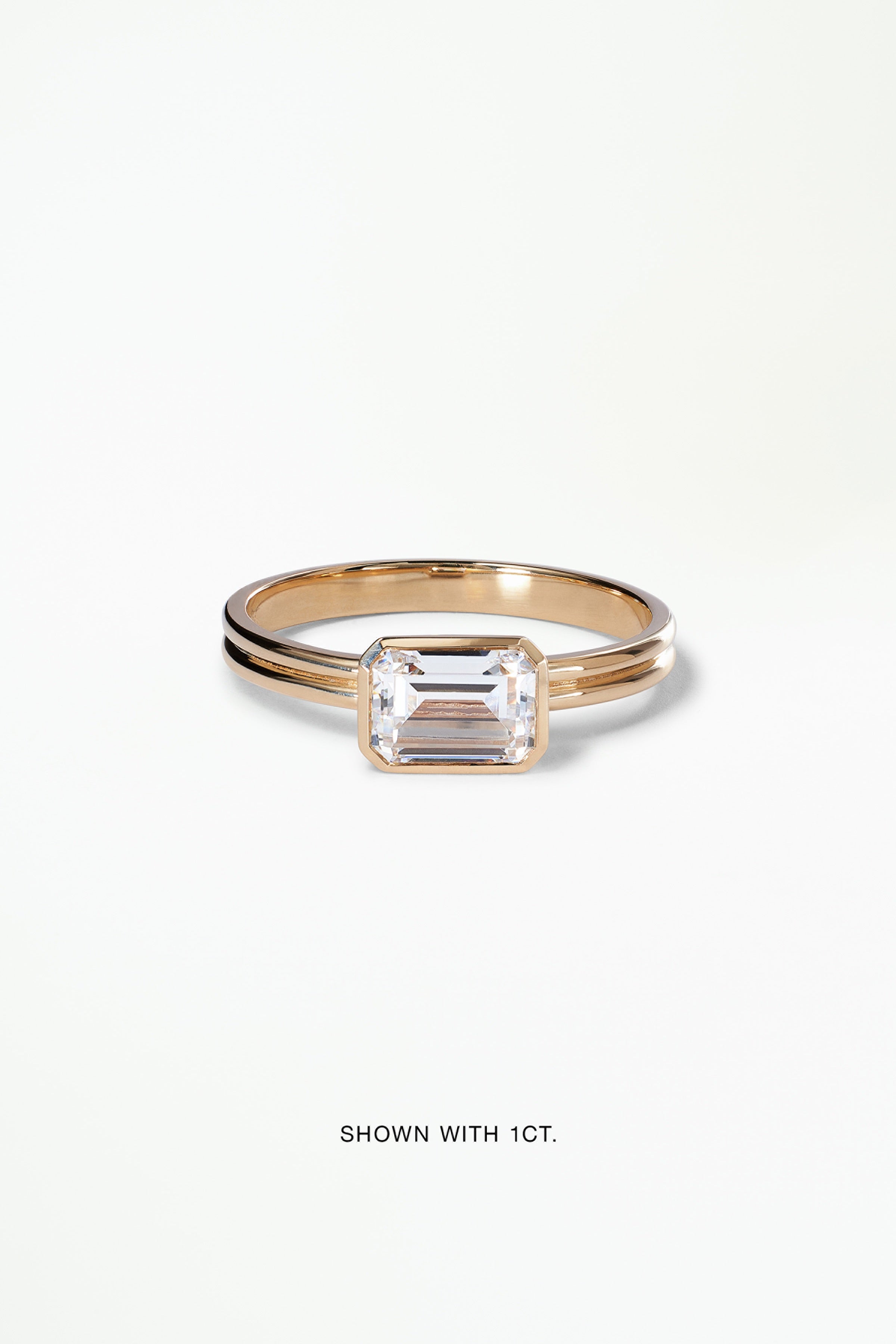 Emerald Cut Diamond Ridge Solitaire Ring