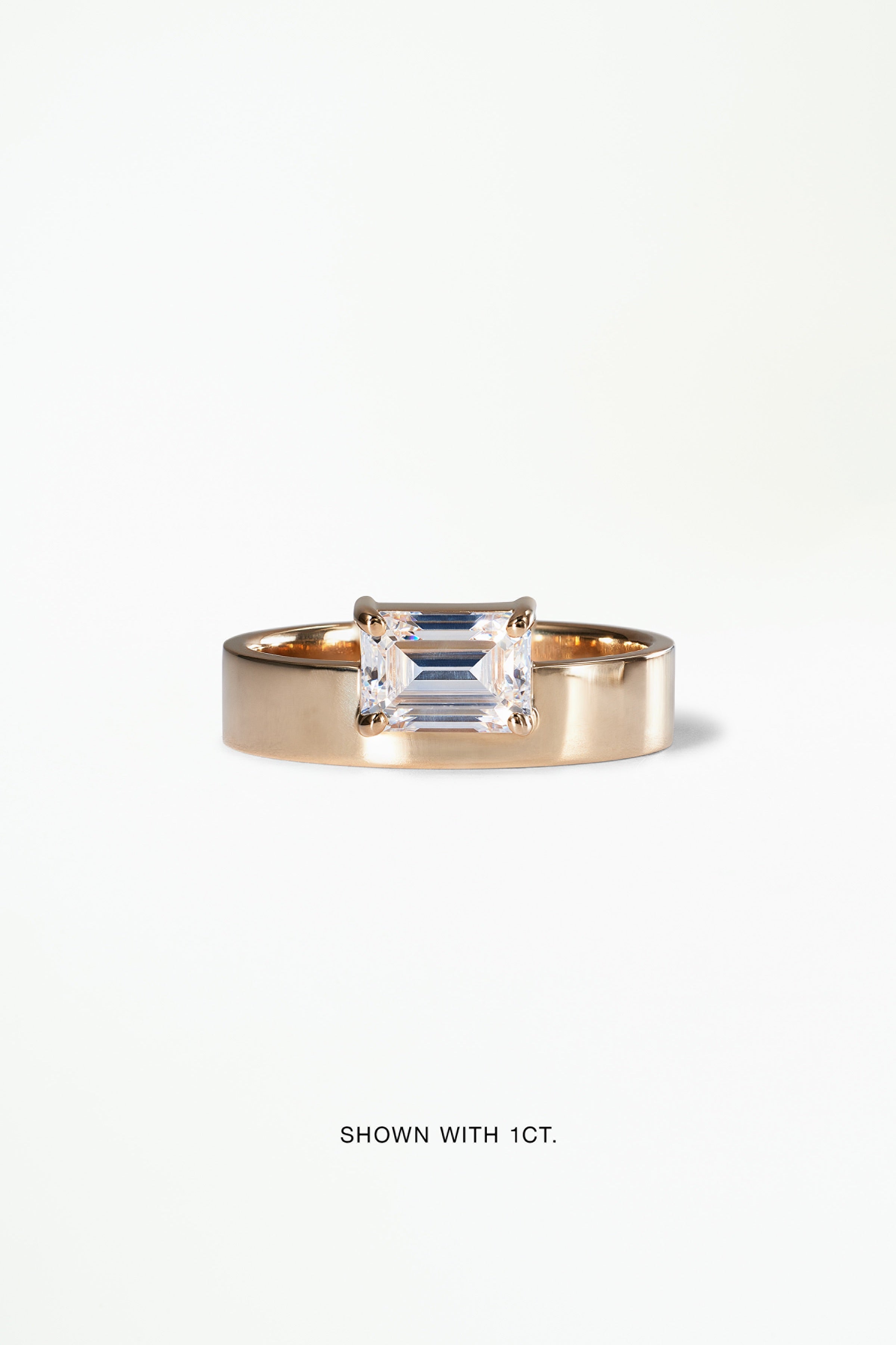 Horizontal Emerald Cut Diamond Monolith Ring