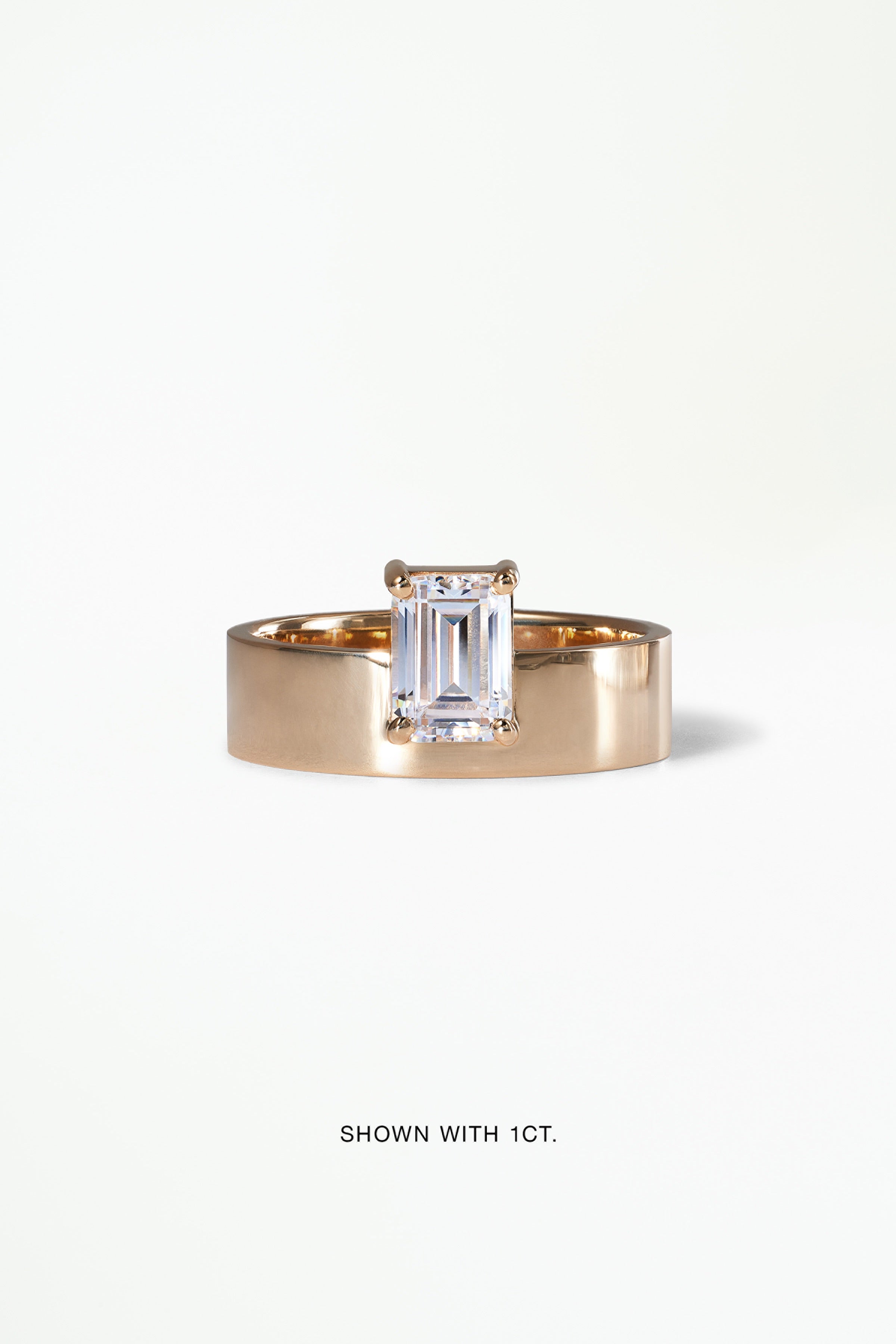 Vertical Emerald Cut Diamond Monolith Ring - Main Image