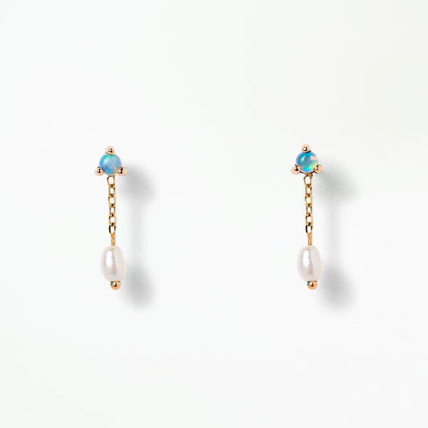 Large Opal and Pearl Shower Earring - Single