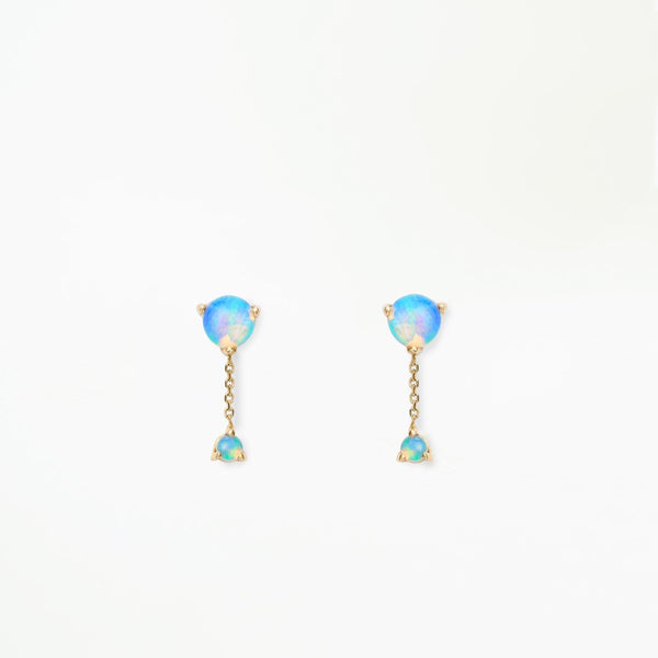 Large Two-Step Chain Earring - Opals - Single