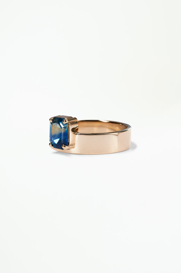One of a Kind Emerald Cut Sapphire Monolith Ring No. 6