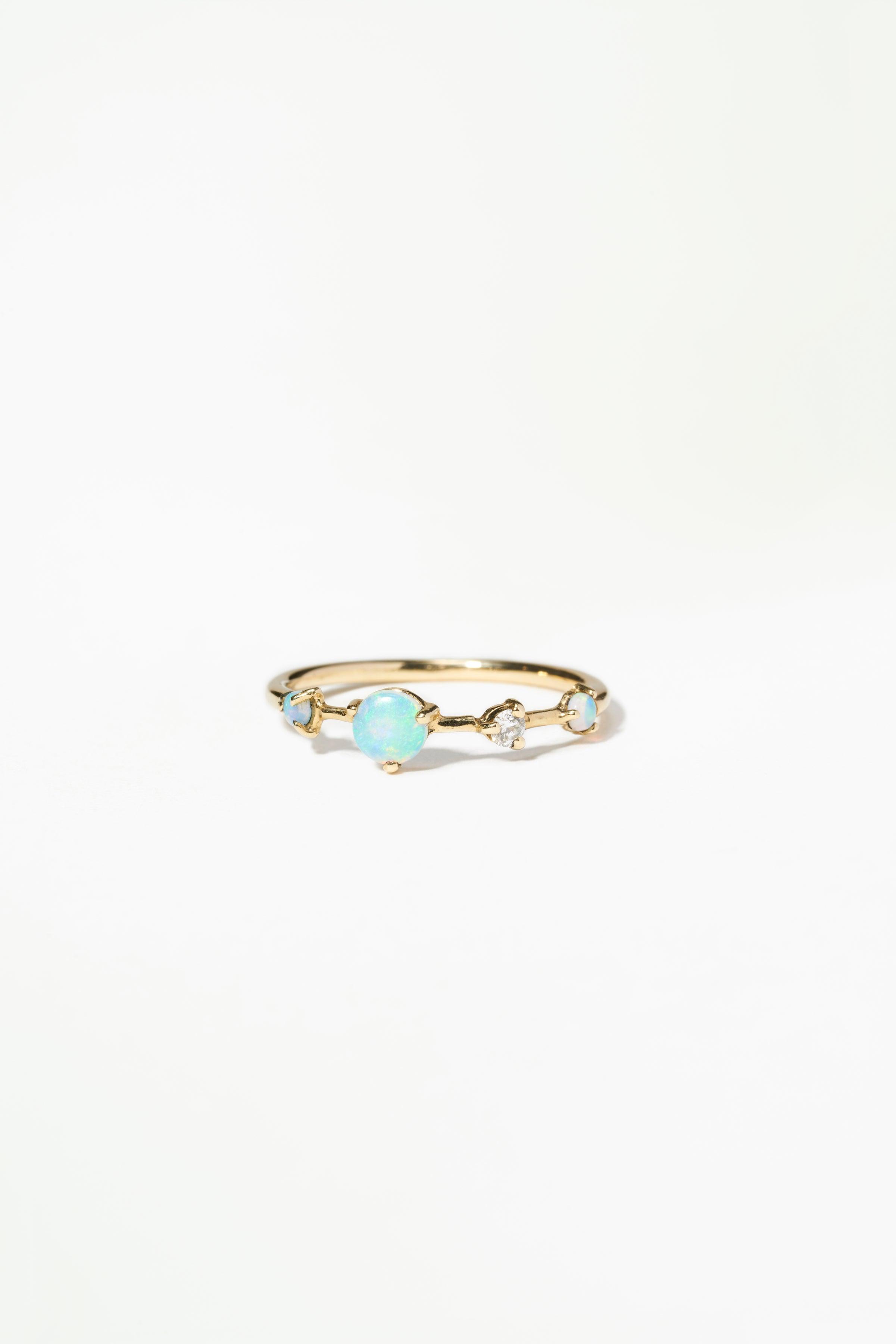 Large Four-Step Opal and Diamond Ring - Main Image