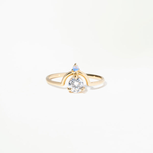 Medium Nestled Diamond and Opal Ring - WWAKE