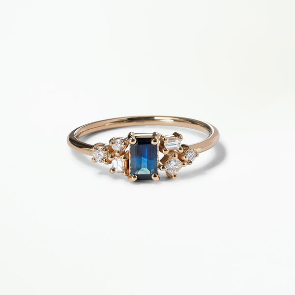 Emerald Cut Sapphire and Diamond Mosaic Ring No. 38