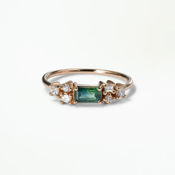 Emerald Cut Sapphire and Diamond Mosaic Ring No. 39