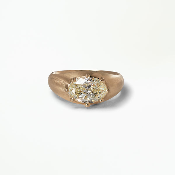 One of a Kind Oval Diamond Beaded Signet Ring No. 1