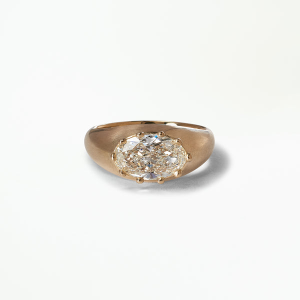 One of a Kind Oval Diamond Beaded Signet Ring No. 2