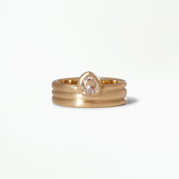 One of a Kind Pear Rose Cut Diamond Spiral Ring