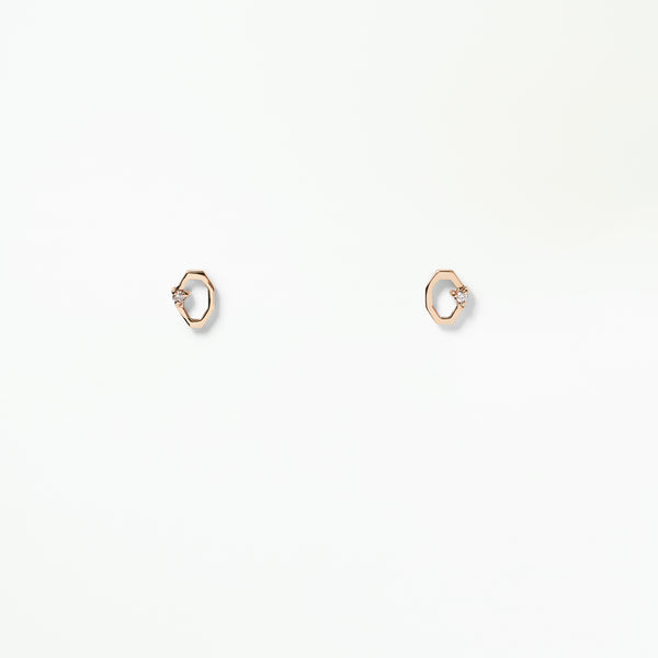 Diamond Octagon Frame Stud Earring - Single