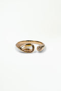 Pear and Round Cut Champagne Diamond Dyad Signet Ring No. 12