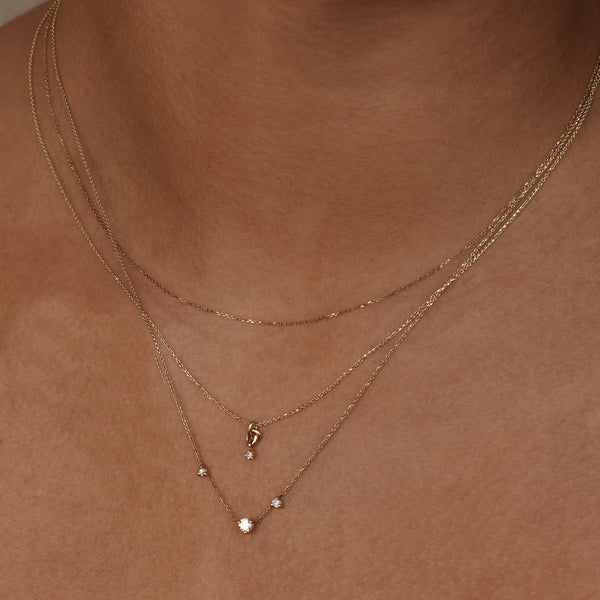 Solid Cable Chain Necklace 14K White Gold 16