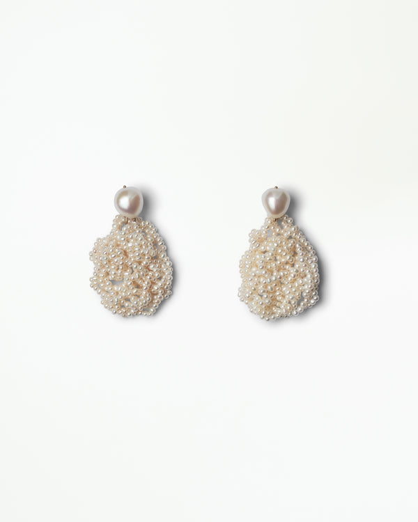 Small Crocheted Pearl Earrings - Pair