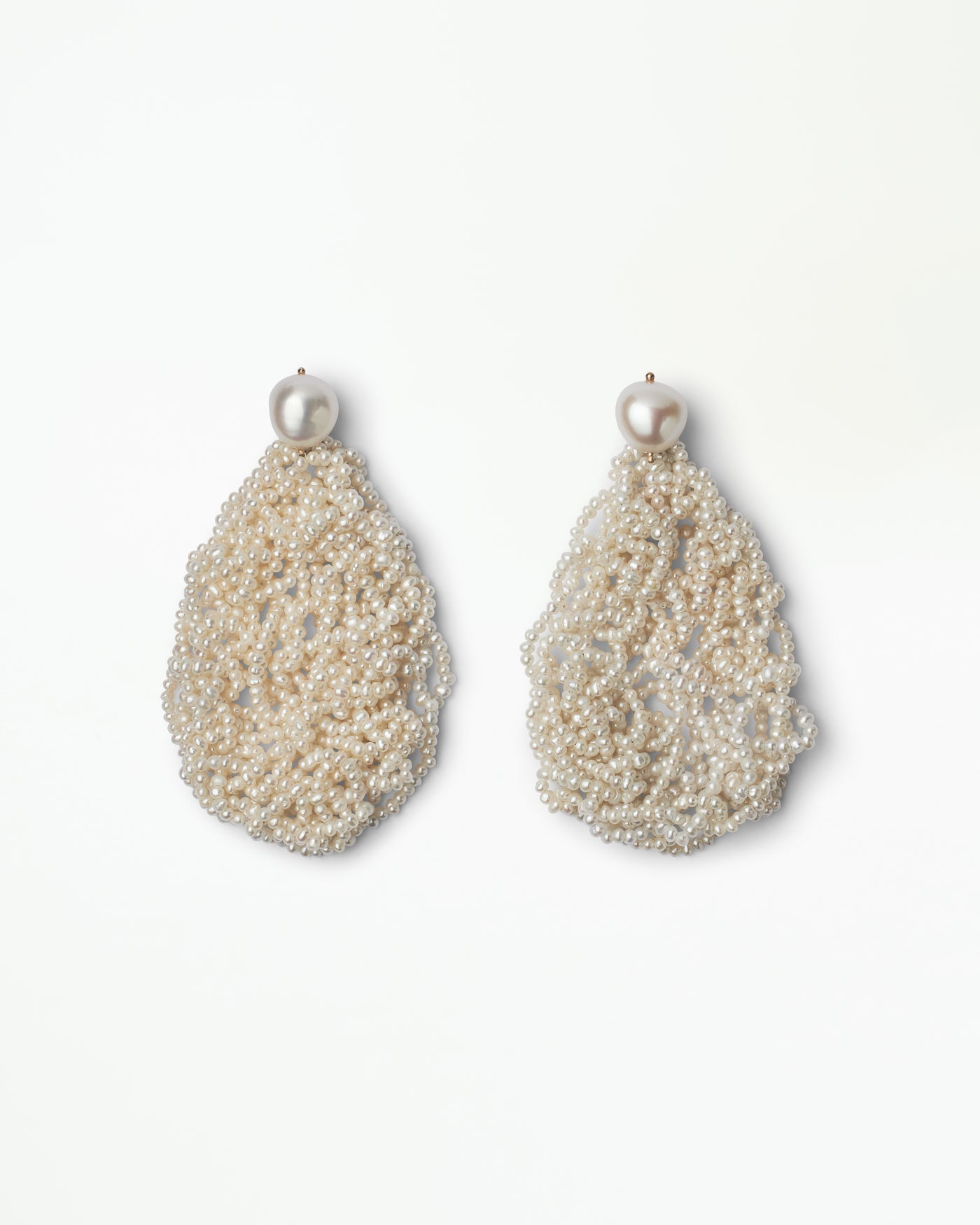 Large Crocheted Pearl Earrings - Pair