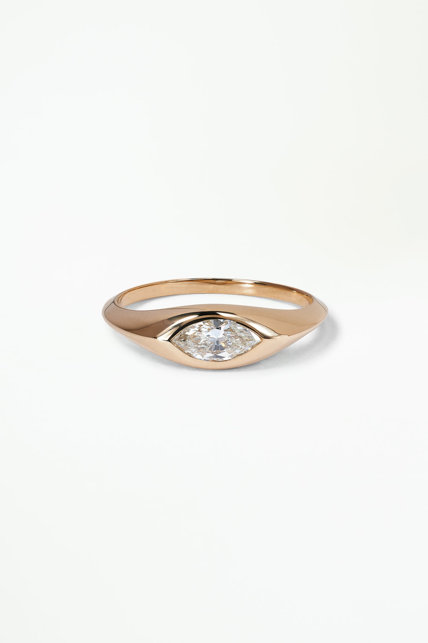 One of a Kind Marquise Cut Diamond Signet Ring No. 30