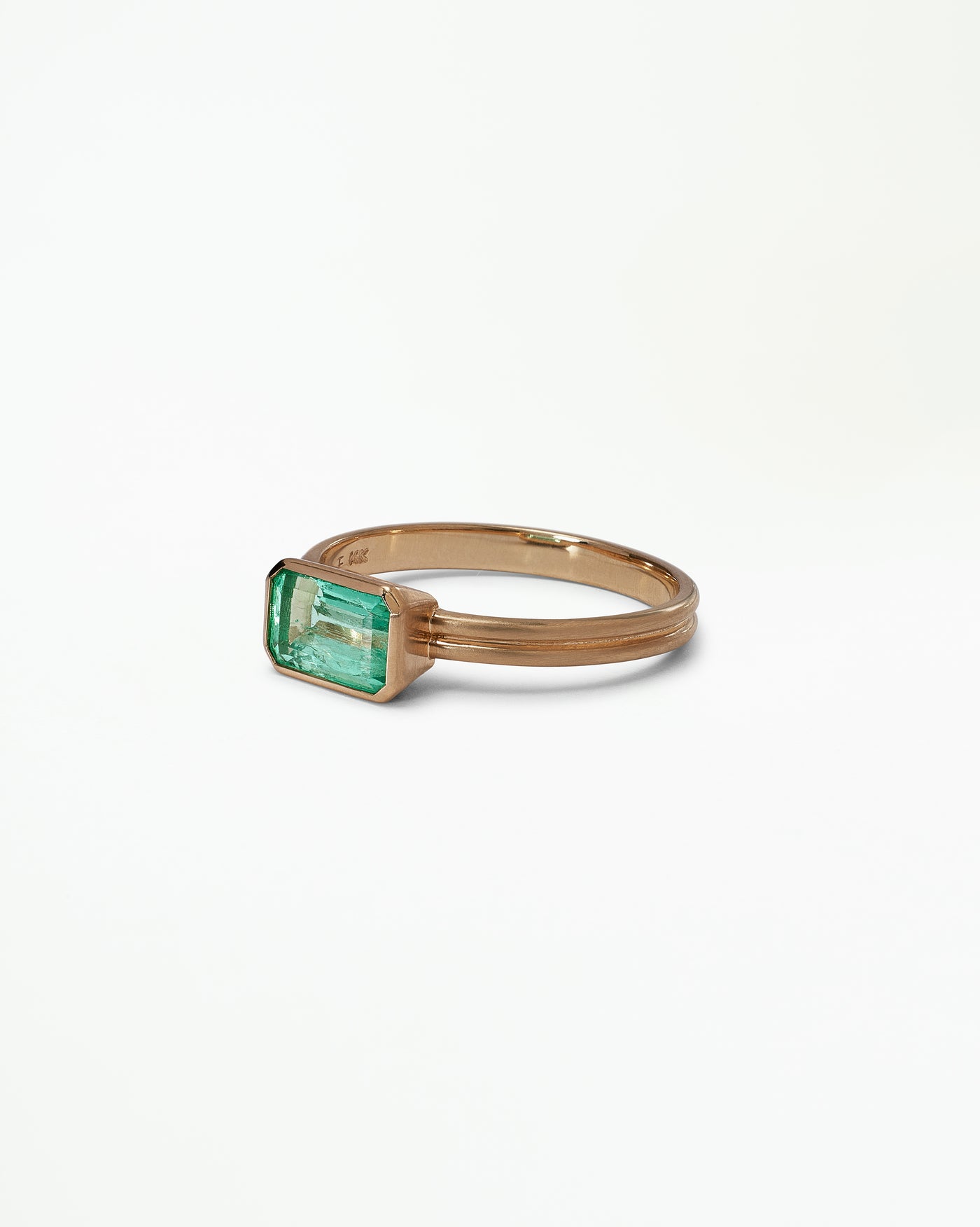 One of a Kind Emerald Cut Emerald Ridge Solitaire Ring No. 11