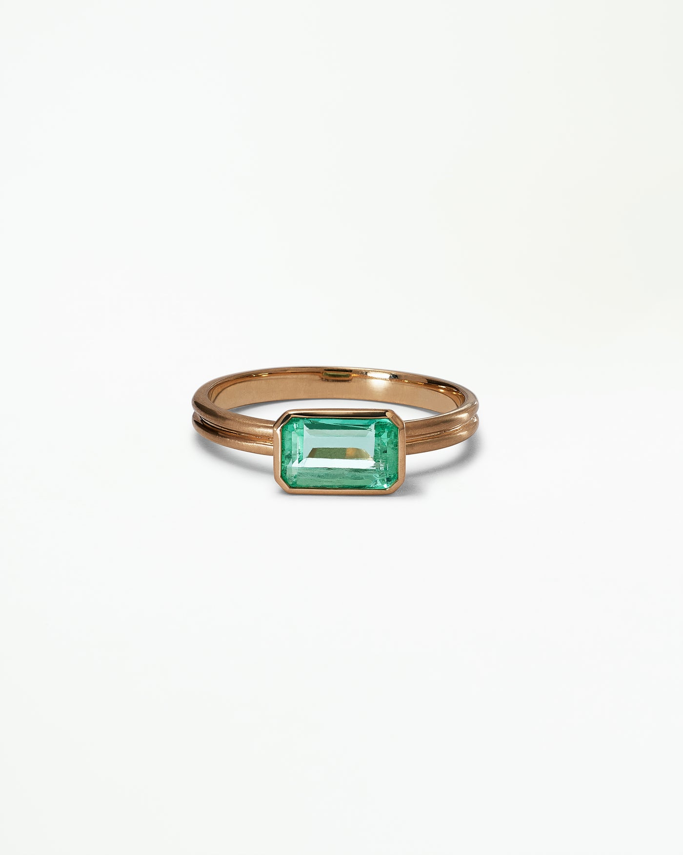 One of a Kind Emerald Cut Emerald Ridge Solitaire Ring No. 11