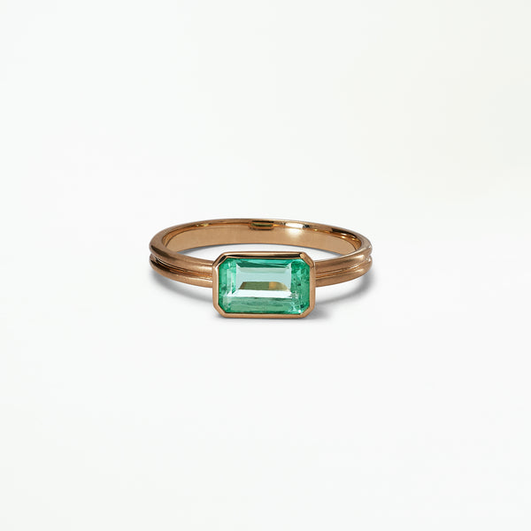 One of a Kind Emerald Cut Emerald Ridge Solitaire Ring No. 11