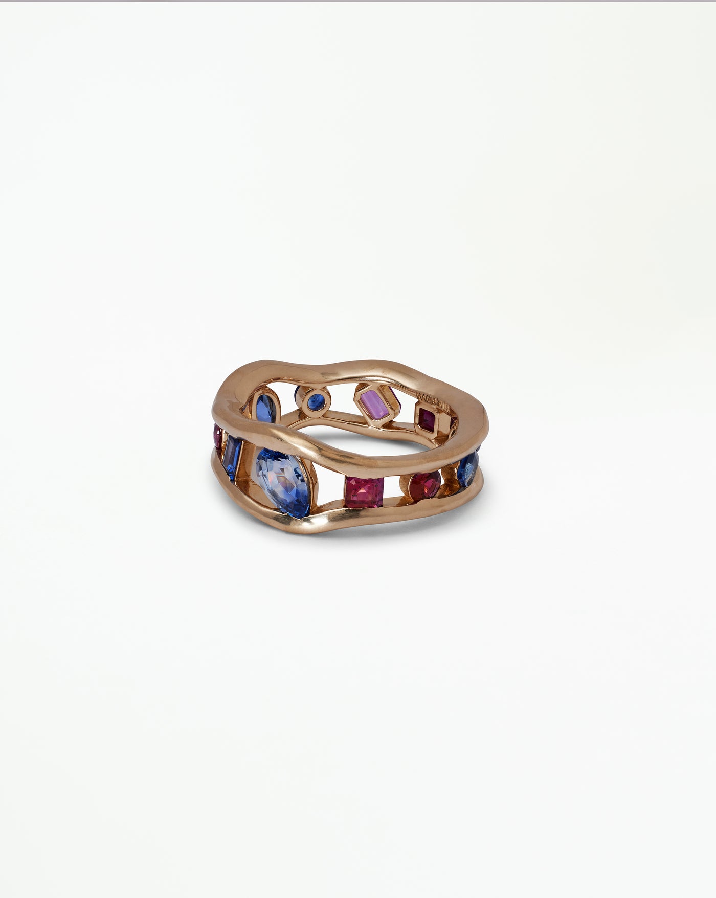 One of a Kind Sapphire and Ruby Float Ring No. 1