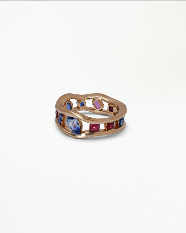 One of a Kind Sapphire and Ruby Float Ring No. 1