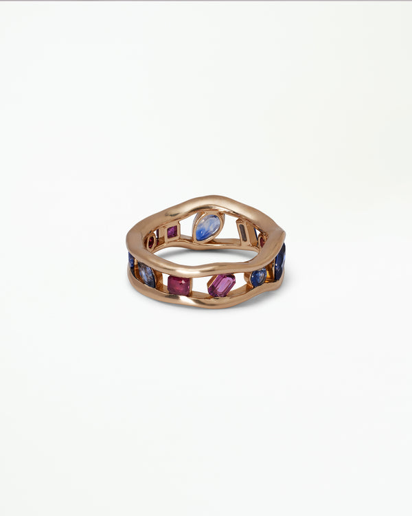 One of a Kind Sapphire and Ruby Float Ring No. 1
