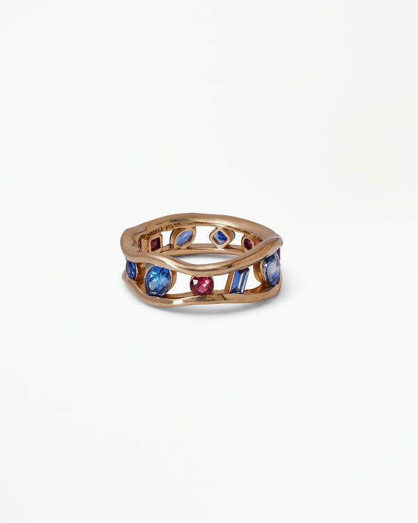 One of a Kind Sapphire and Ruby Float Ring No. 1