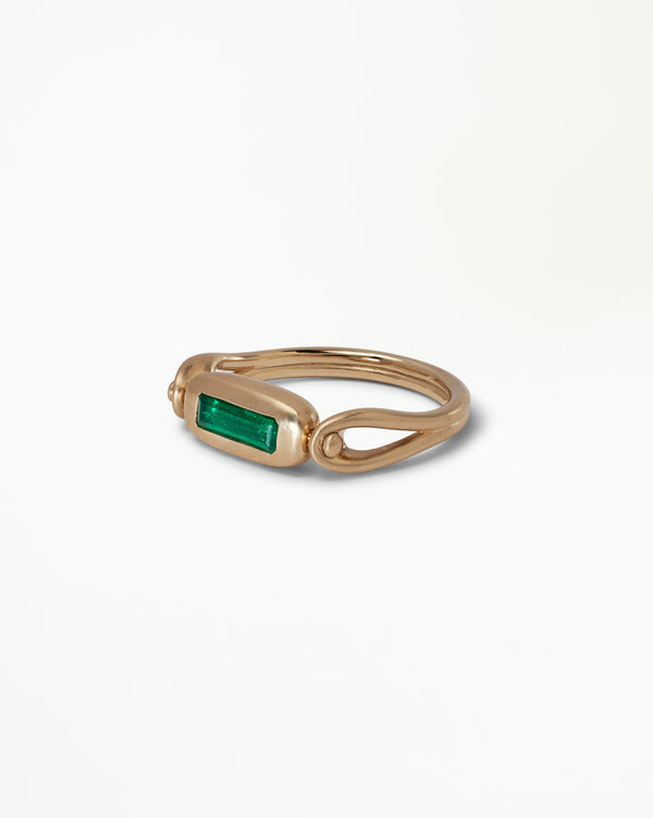 One of a Kind Elongated Emerald Tempo Ring No. 3