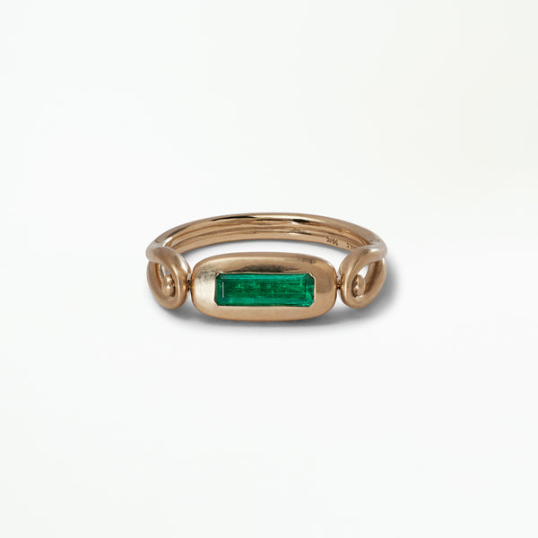 One of a Kind Elongated Emerald Tempo Ring No. 3