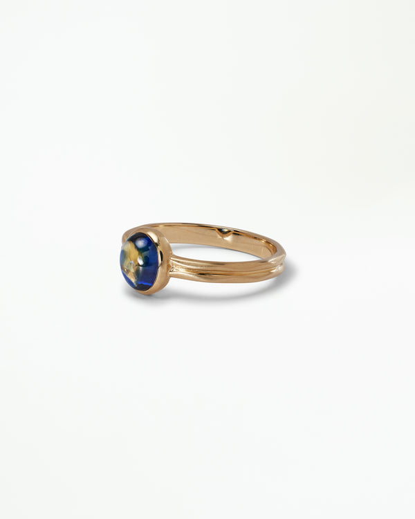 One of a Kind Oval Cabochon Sapphire Ridge Set Ring No. 9