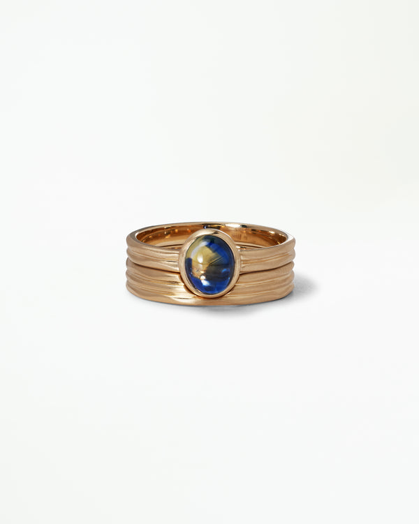 One of a Kind Oval Cabochon Sapphire Ridge Set Ring No. 9