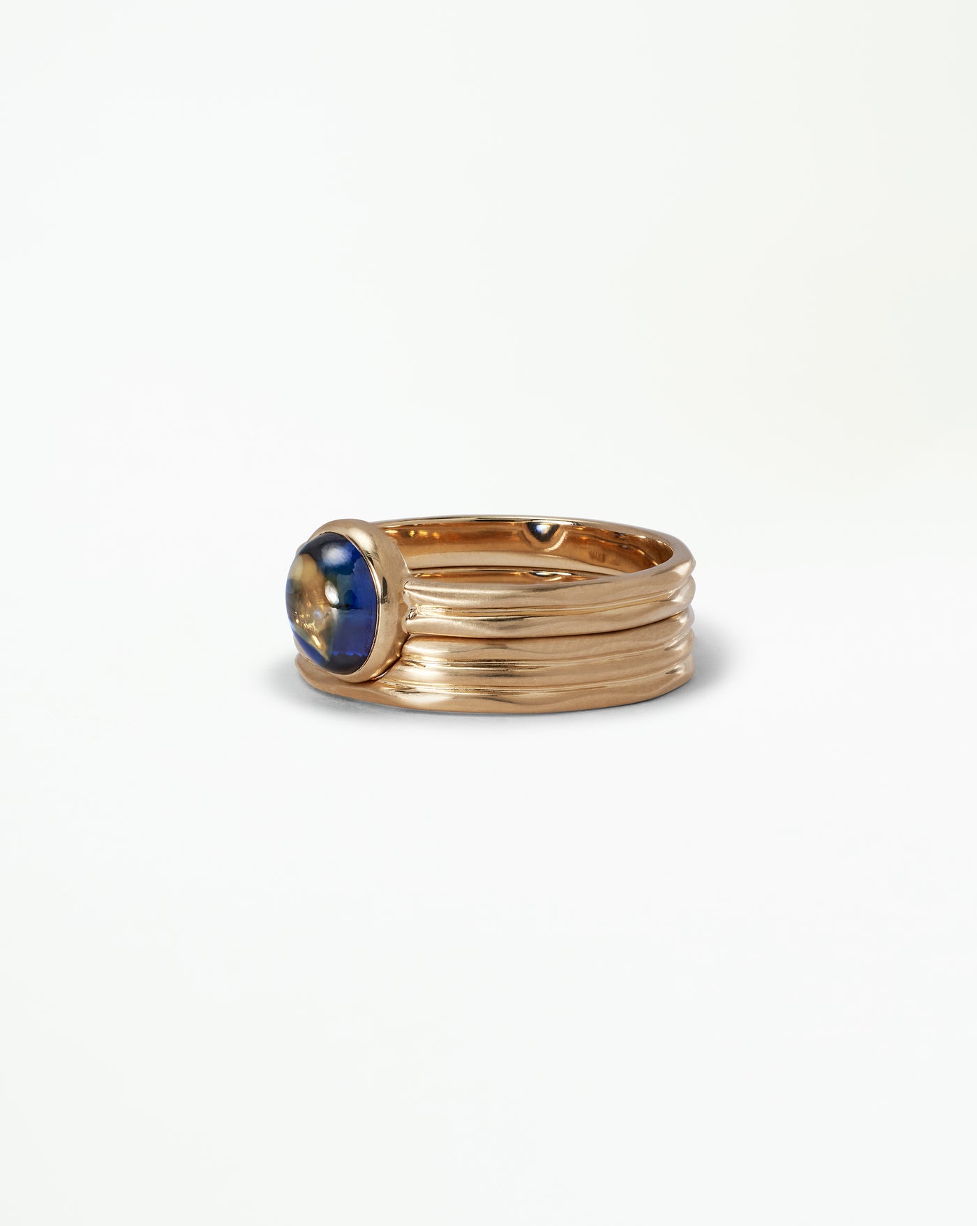 One of a Kind Oval Cabochon Sapphire Ridge Set Ring No. 9