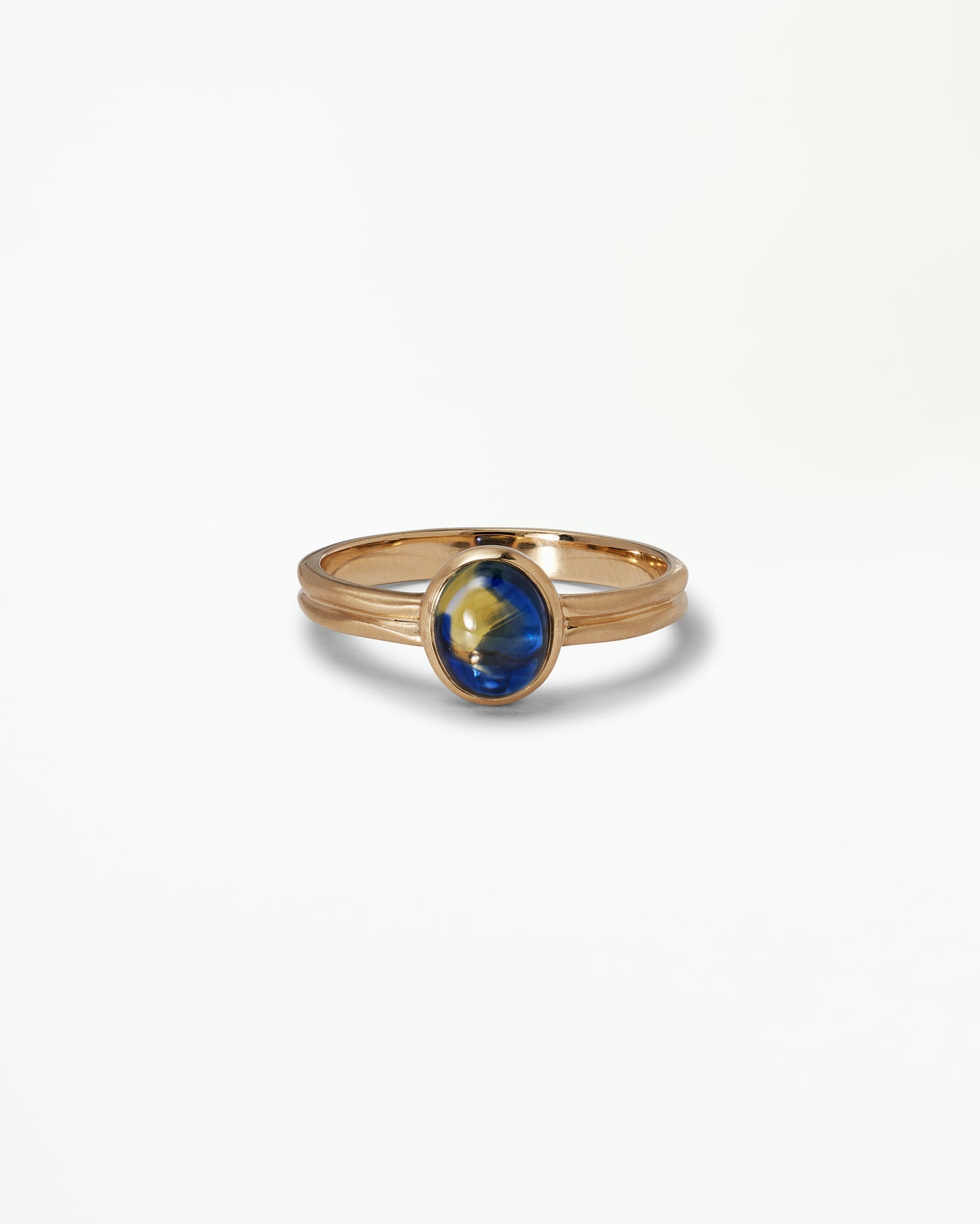 One of a Kind Oval Cabochon Sapphire Ridge Set Ring No. 9