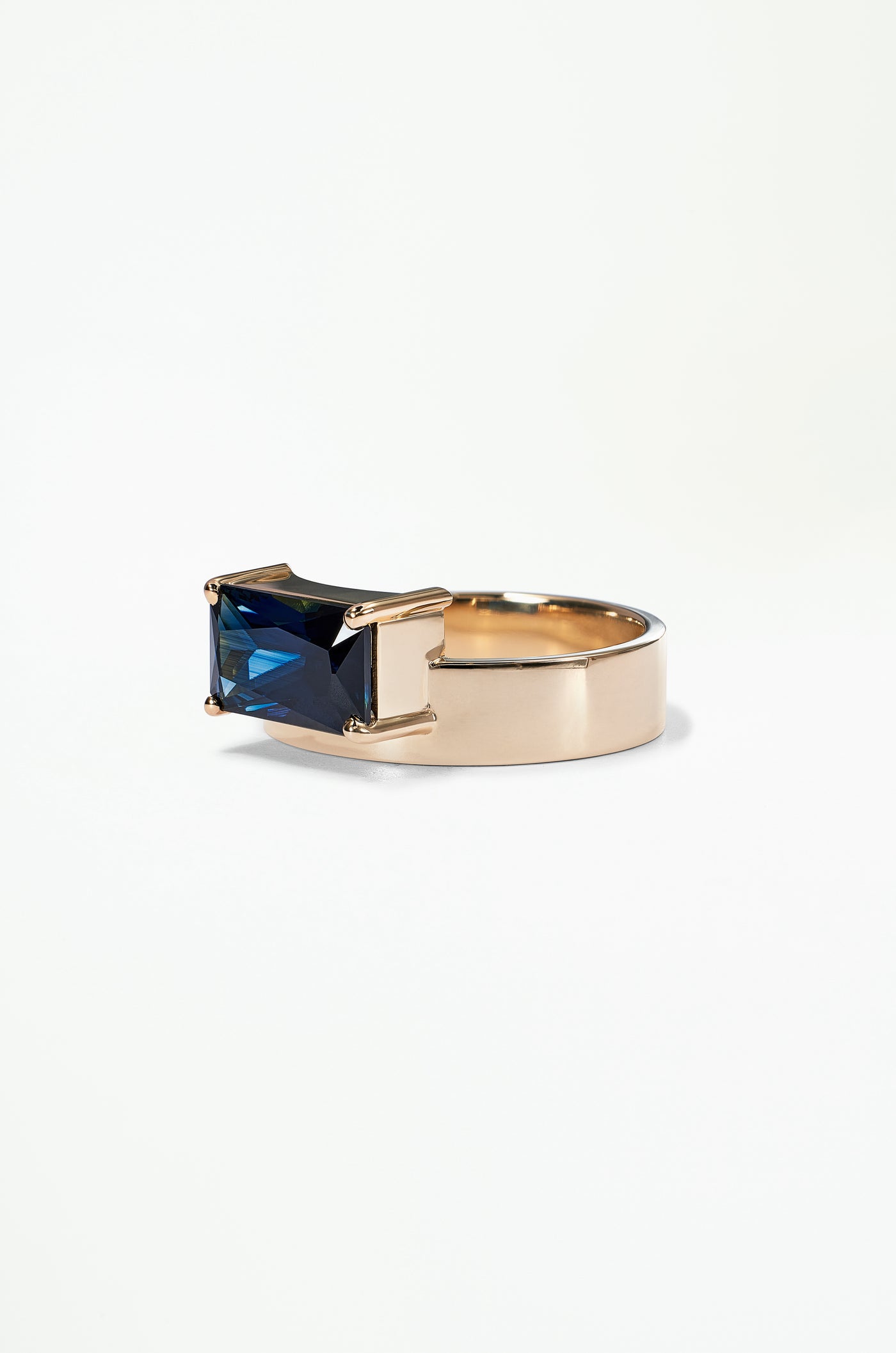 One of a Kind Emerald Cut Sapphire Monolith Ring No. 9