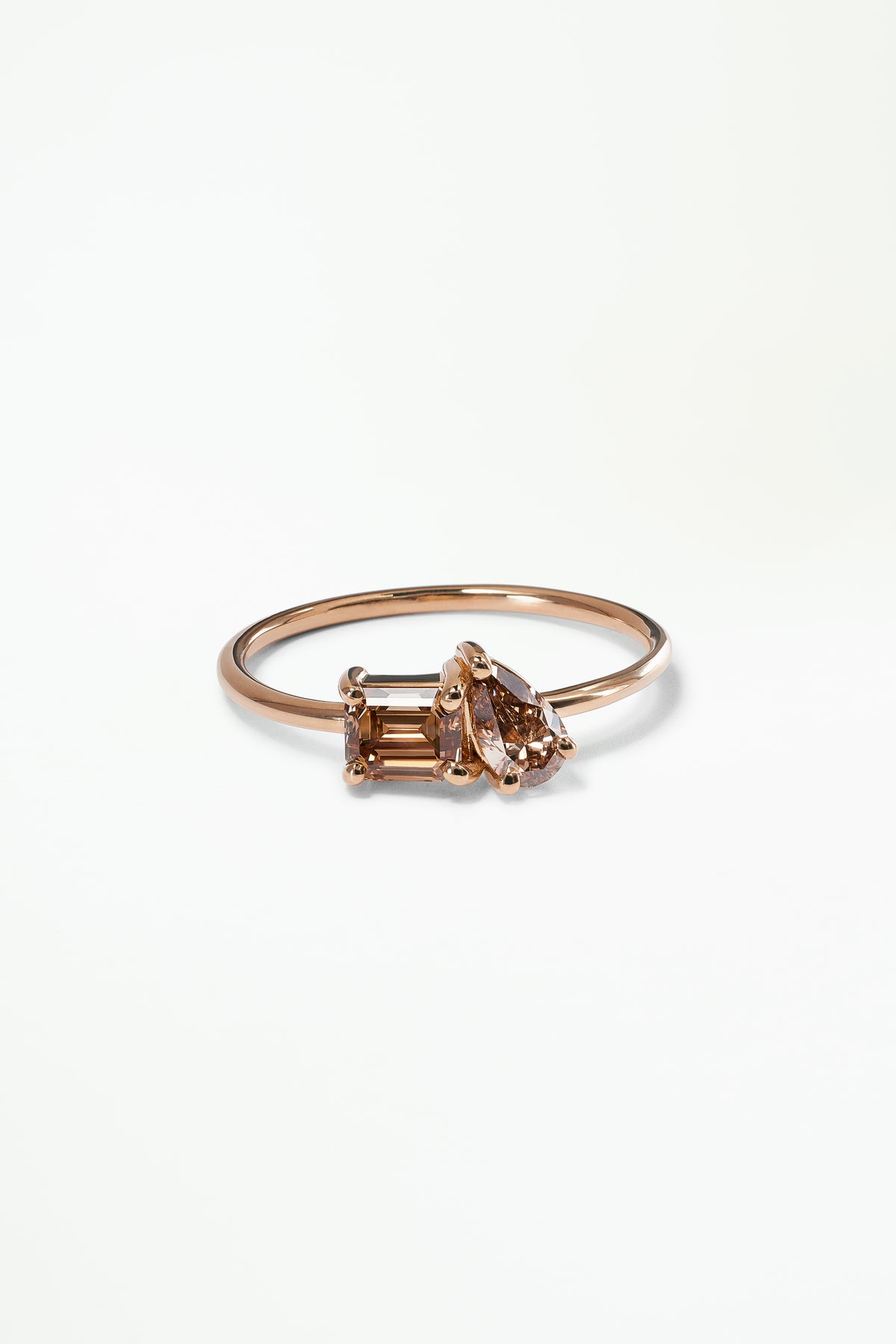 Emerald and Pear Cut Champagne Diamond Mosaic Ring No. 9