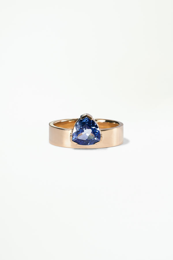 One of a Kind Trillion Cut Sapphire Monolith Ring No. 19