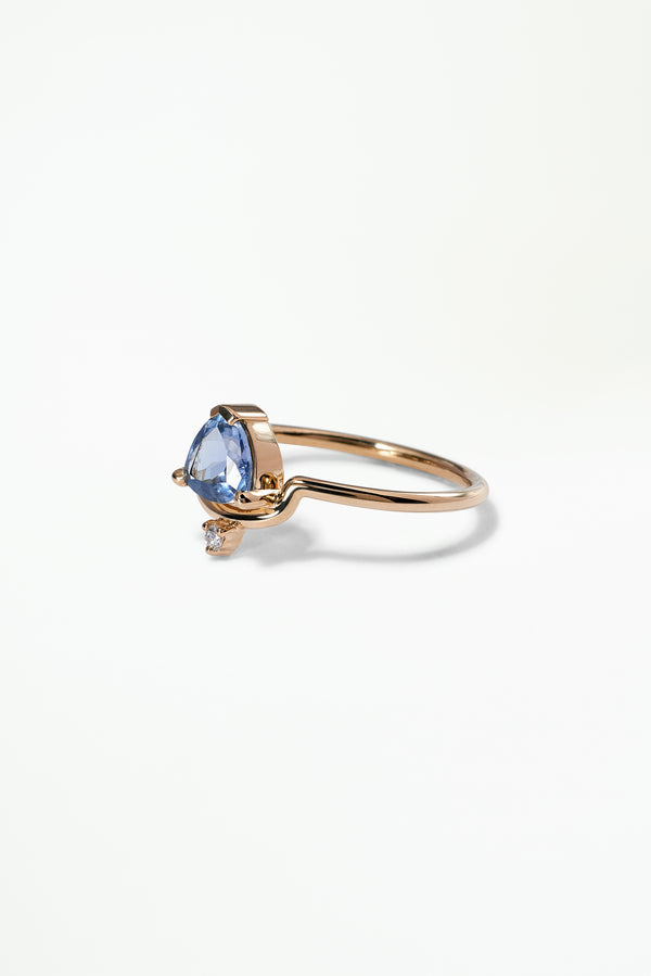 One of a Kind Trillion Cut Sapphire Nestled Ring No. 6