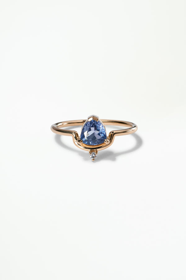 One of a Kind Trillion Cut Sapphire Nestled Ring No. 6