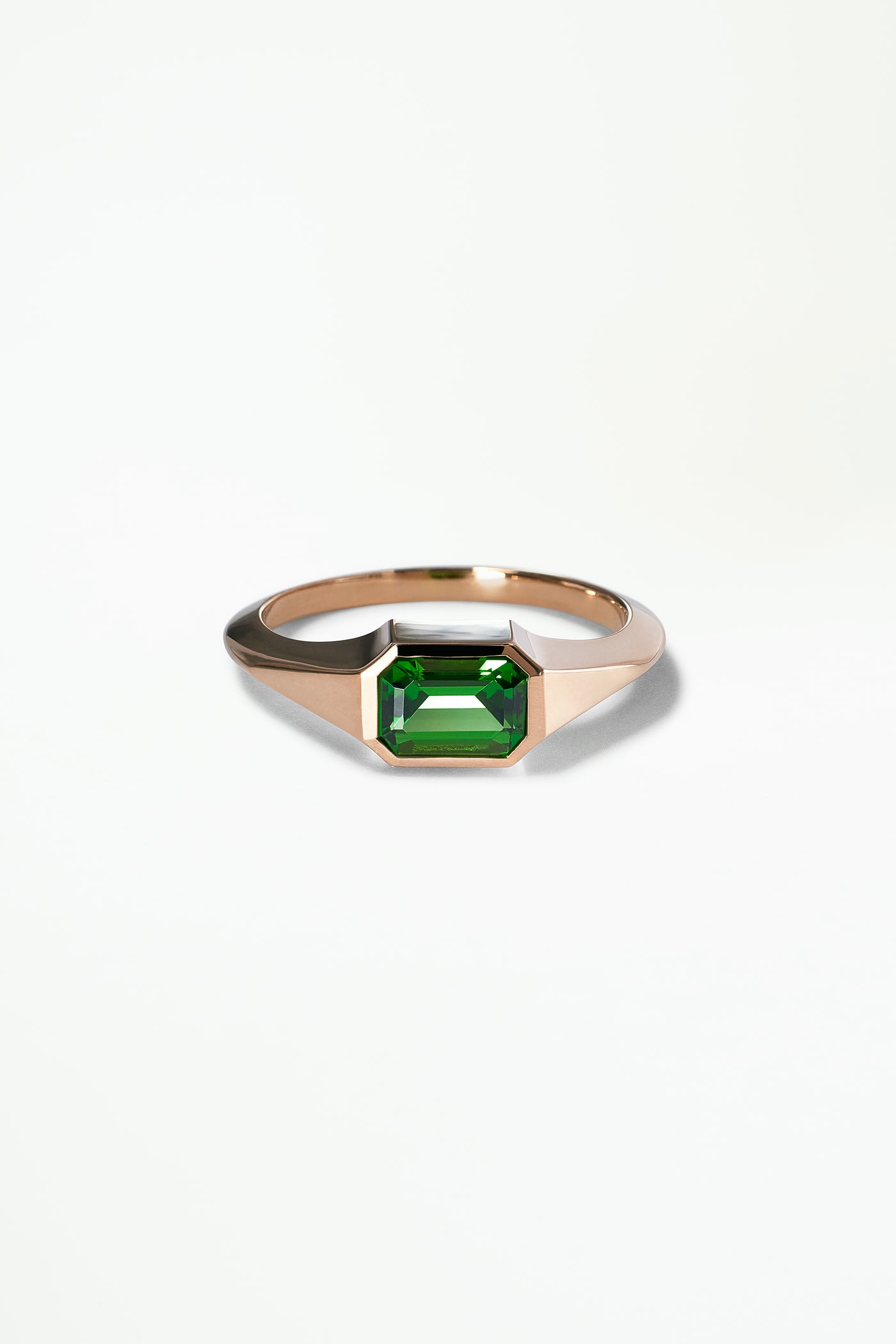 One of a Kind Emerald Cut Green Tourmaline Signet Ring No. 47