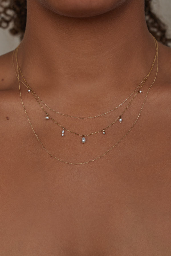 Pearl and Diamond Cascade Necklace