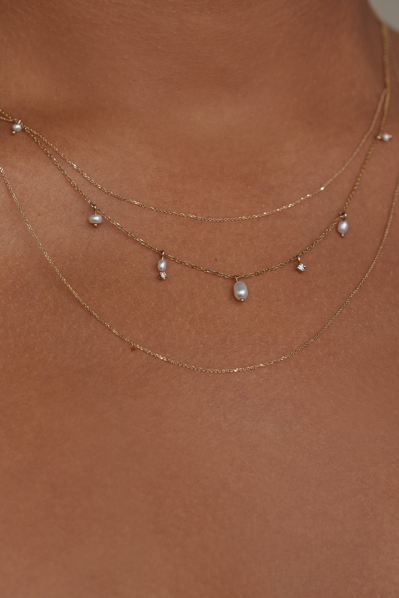 Pearl and Diamond Cascade Necklace