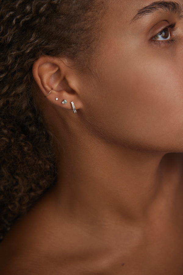 Diamond Pillar Huggie Earring - Single
